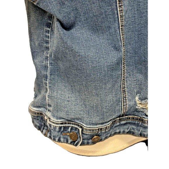 Ensean Womens 1X stretch Denim jacket, distressed/destroyed, pre-loved - Picture 5 of 9